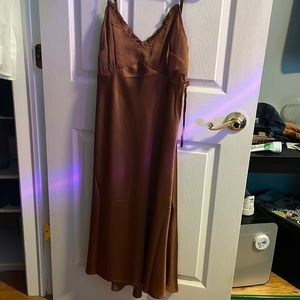 Brown Satin Dress